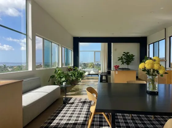 Living room with a table and a couch