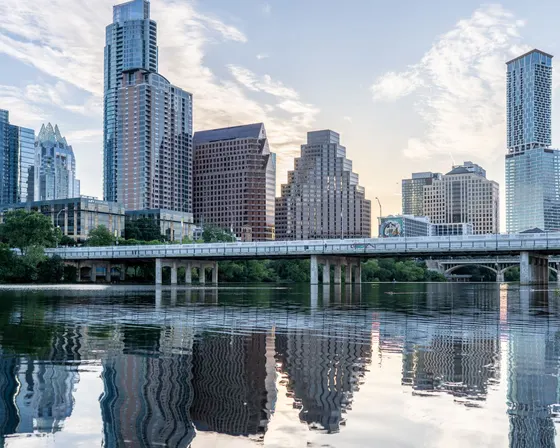 Austin skyline reflected in Lady Bird Lake