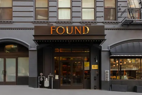 Front view of a found sign on a building