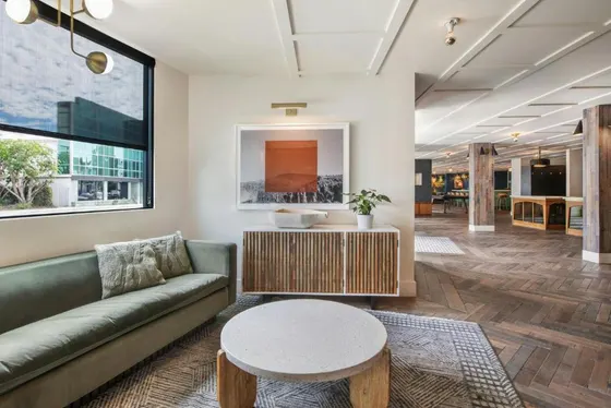 Living room with a couch and a table