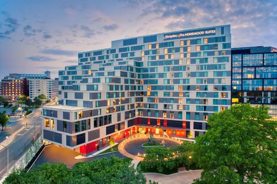 Rendering of a building in a city