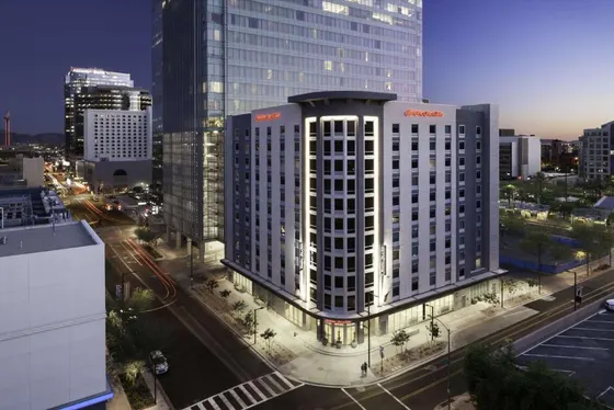 View of a large building in a city