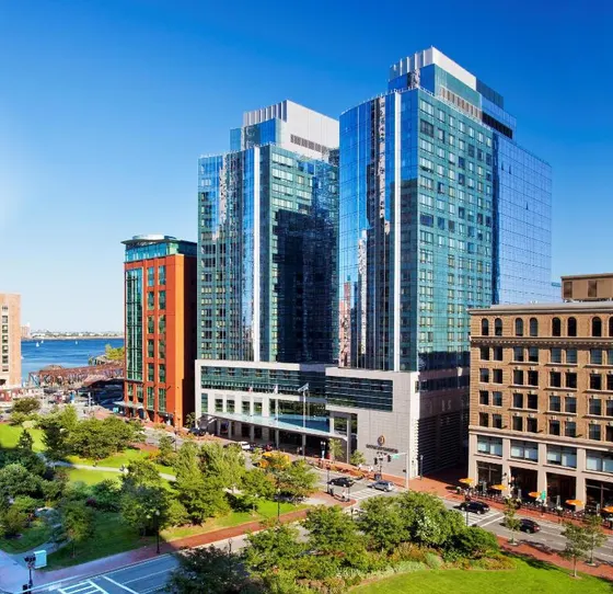 Group of tall buildings in a city