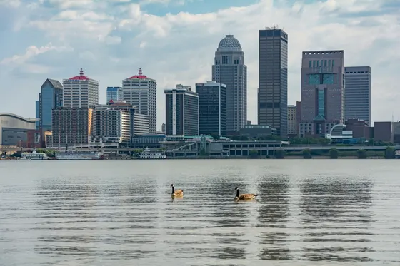 Louisville skyline across the Ohio River