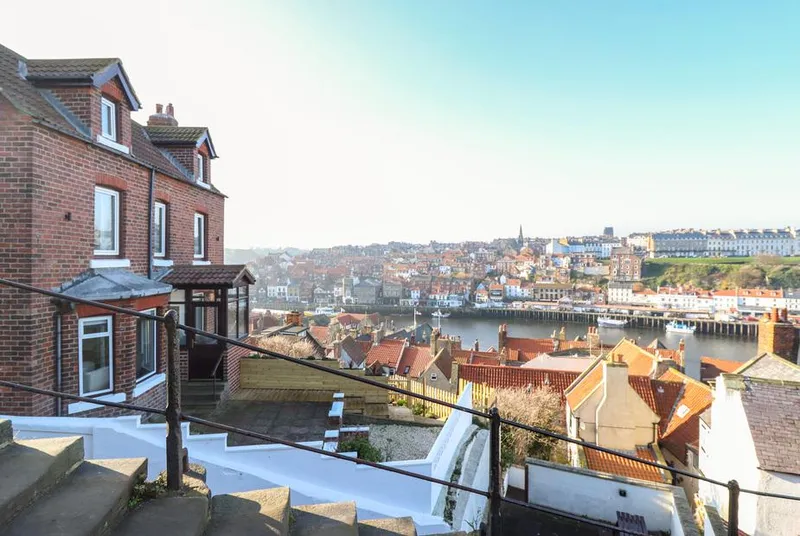 Mariner's Watch on hillside with panoramic Whitby harbour view
