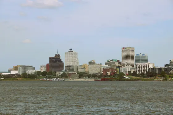 Downtown Memphis skyline across the Mississippi River