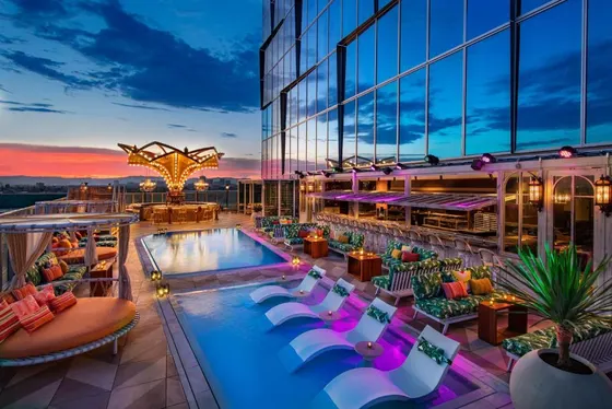 Rendering of the rooftop deck of a hotel