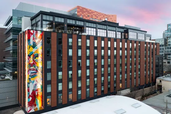 Building with a mural on the side of it