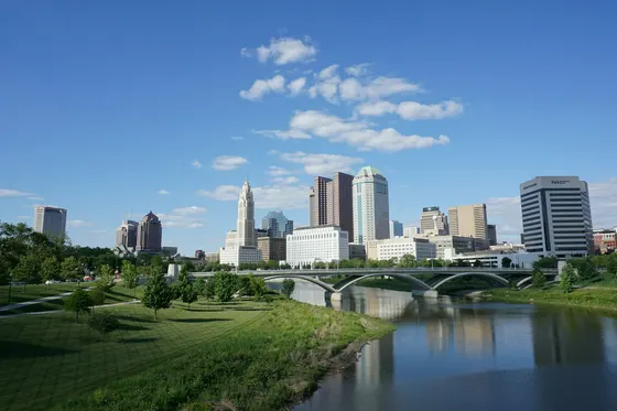 Columbus skyline across the Scioto River