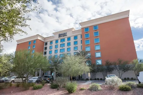 Rendering of the front of the hotel