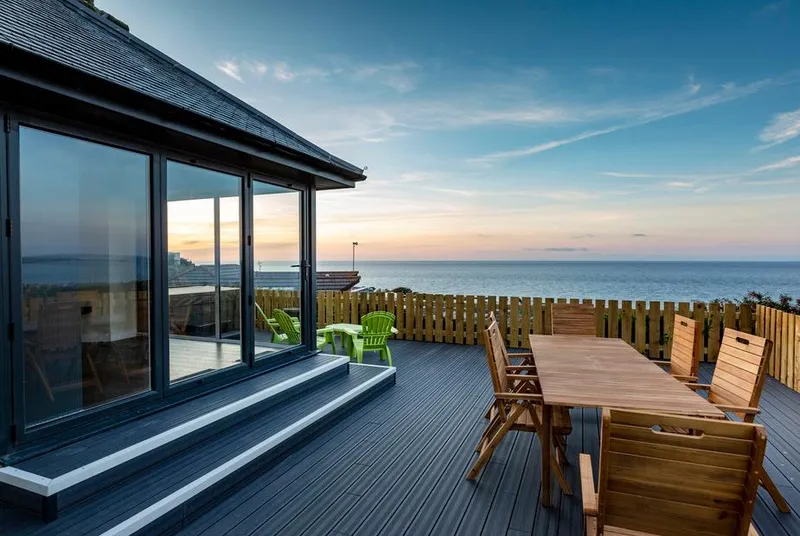 Rocky Close sea-view deck at sunset