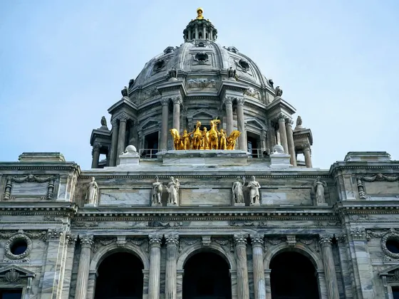 Minnesota State Capitol dome and gold Quadriga