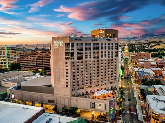 View of a large building in a city