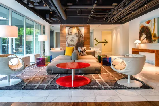 Living room with a couch and a table