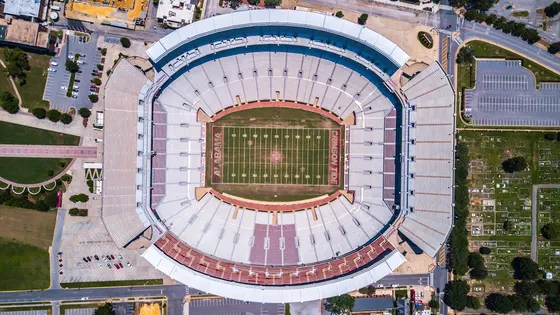 Aerial view of Bryant-Denny Stadium and its football field