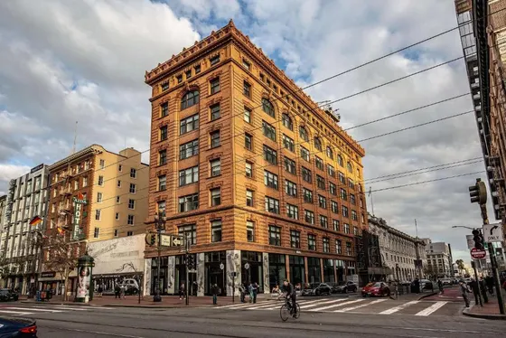 Large brick building on a city street
